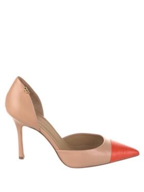 TORY BURCH Penelope Nude Orange Cap Toe D’Orsay Heels Pointed Toe Pumps